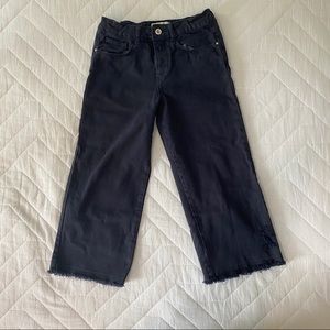 Navy denim wide leg cropped jeans